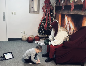 12.9.25. ✨Where every child meets Santa in a way that feels just right. ❤️
This photo from Sensory Santa captures our mission statement and our “why” …. 
All for your families! 
Autism Everyone is proud to offer Sensory Santa, always at no cost to you. 
A heartfelt thank you to Santa for his continued support of our nonprofit! 
McCutchanville Santa
*Photo shared with permission from family.
